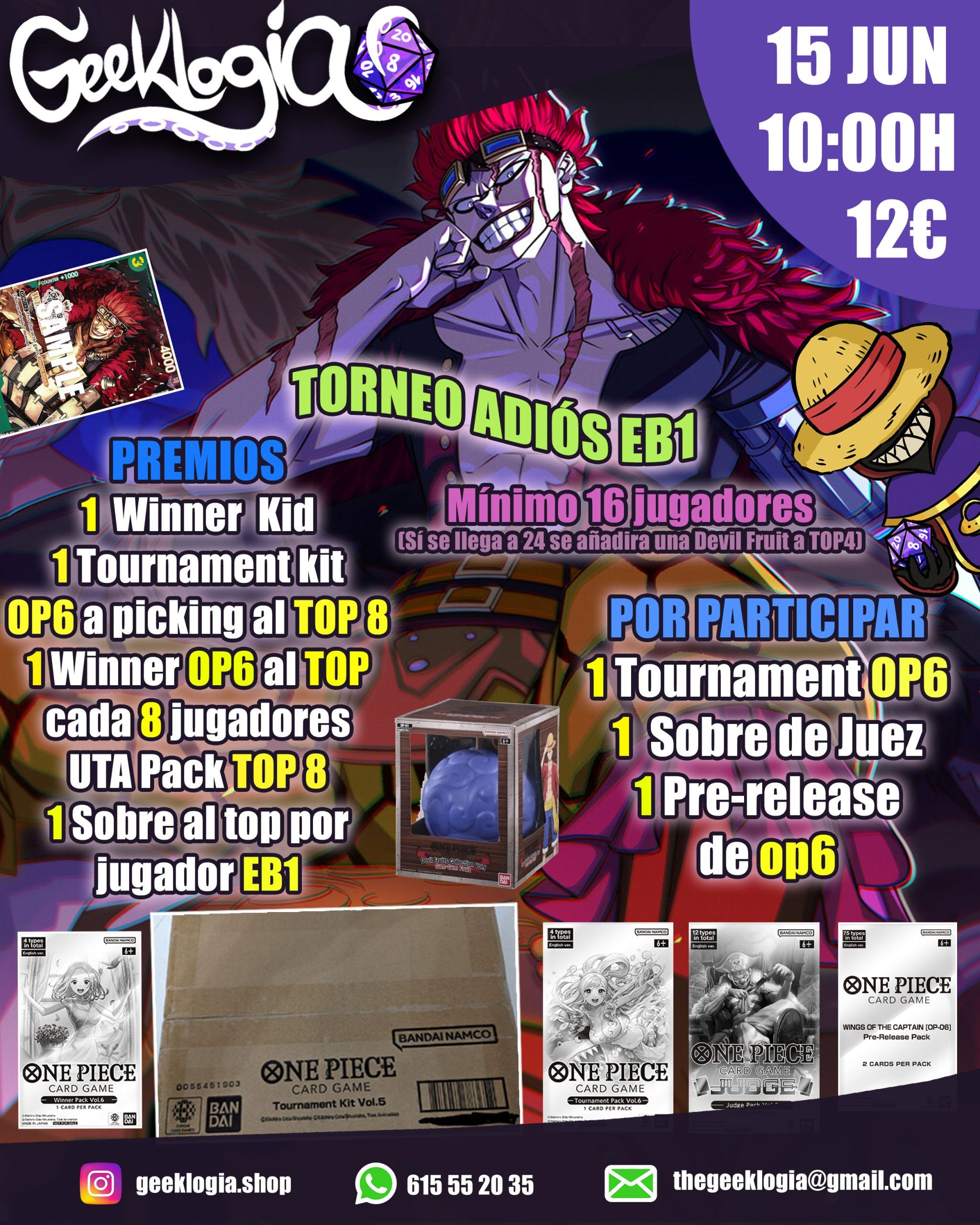 ONE PIECE - TORNEO FIN DE FORMATO, SÁBADO 15/06/2024 a las 10:00H