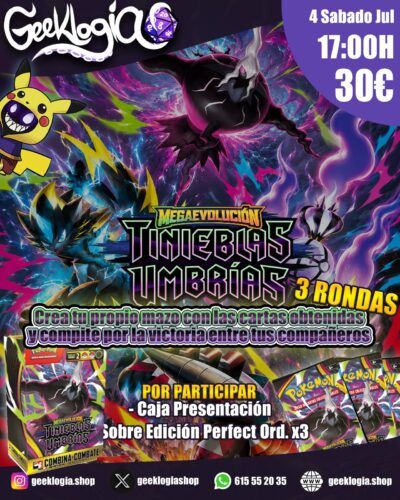 Presentación Pokémon JCC: Megaevolución – Tinieblas Umbrías 4 Julio Sabado 17:00
